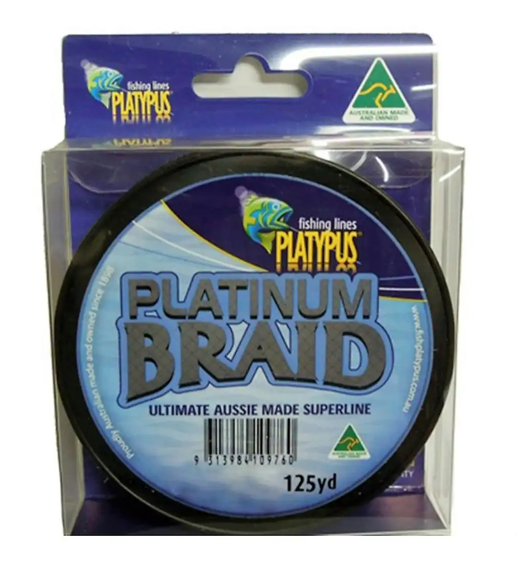 125 Yds Platypus Platinum Australian Made Braid - Grey Braided Fishing Line