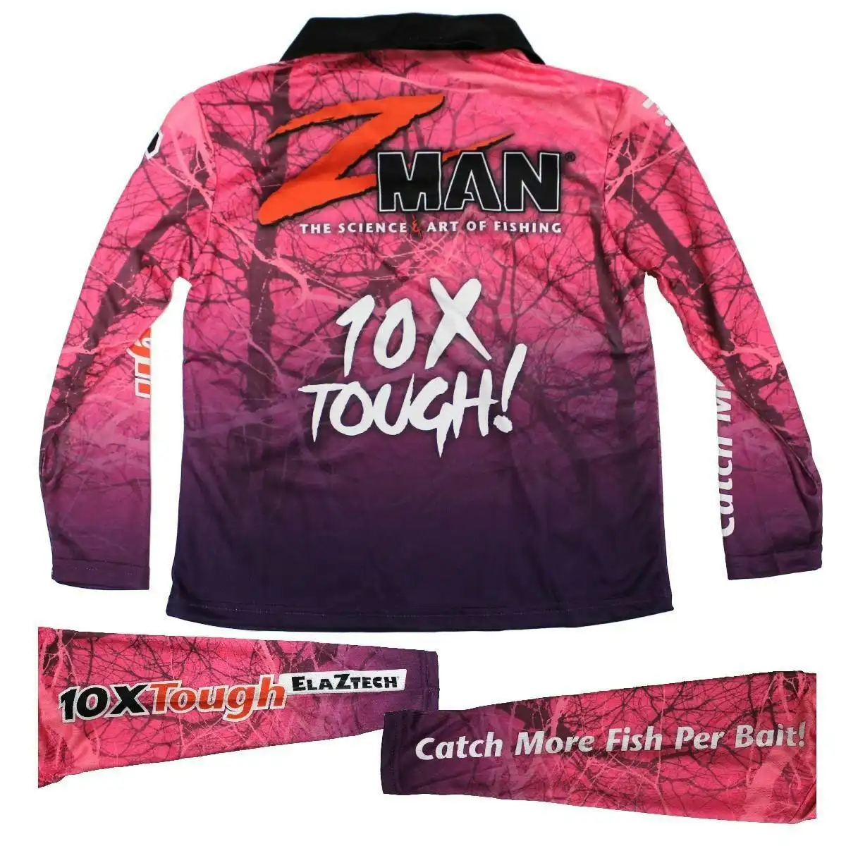 Zman Pink Kids Long Sleeve Tournament Fishing Shirt with Collar