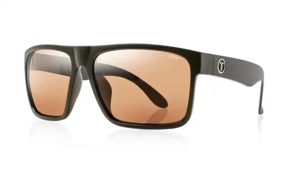 Tonic Outback Polarised Sunglasses with Glass Neon Copper Lens and Black Frame