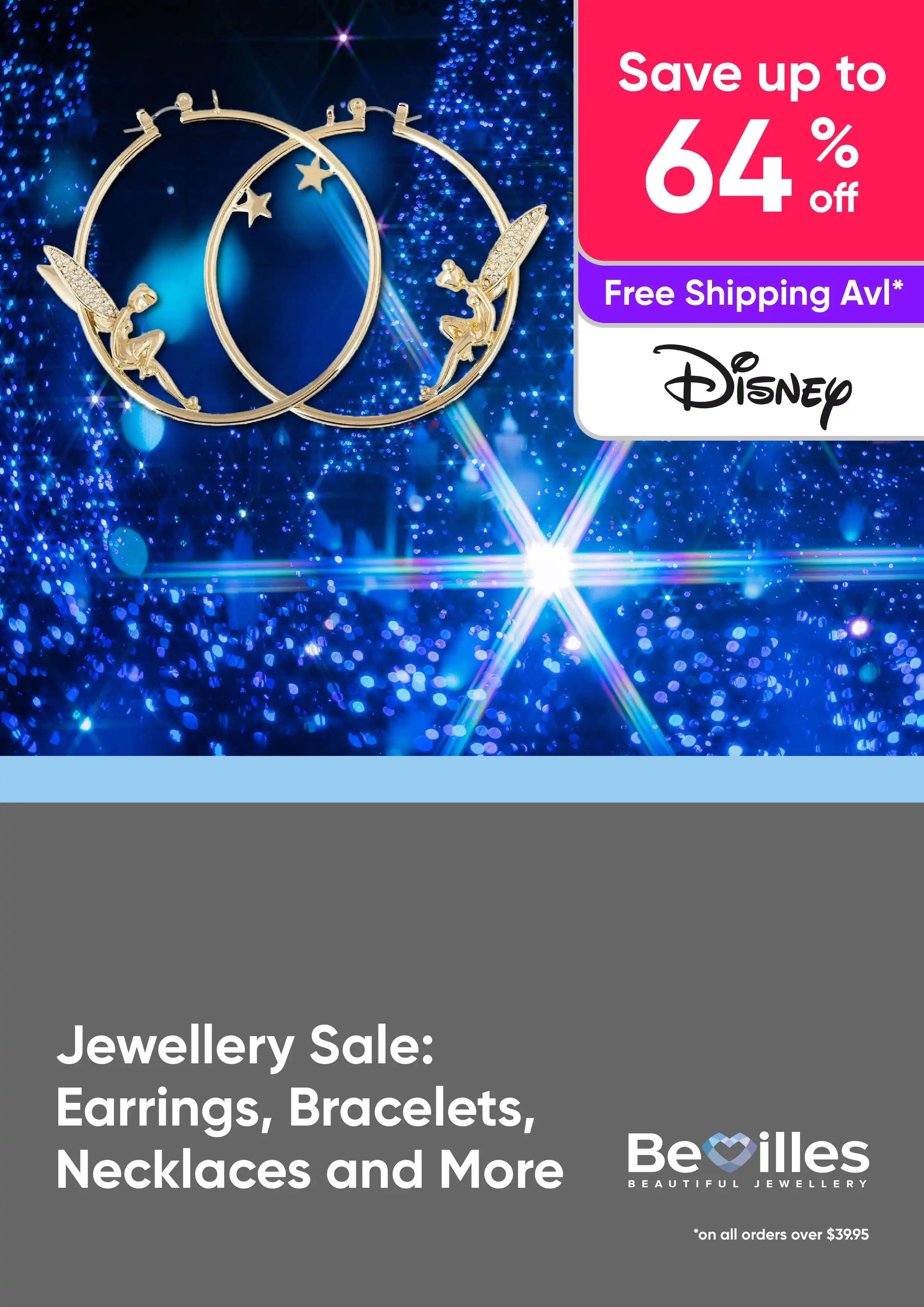 Disney Jewellery Sale - Earrings, Bracelets, Necklaces and More - up to 64% off