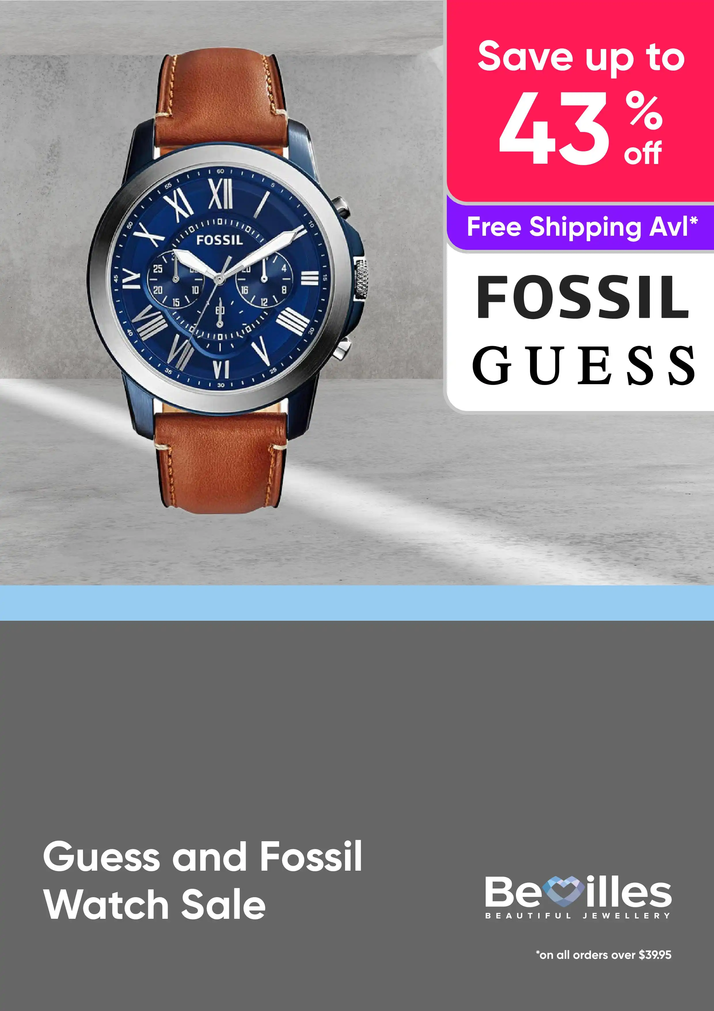 Guess & Fossil Watch Sale - up to 43% off