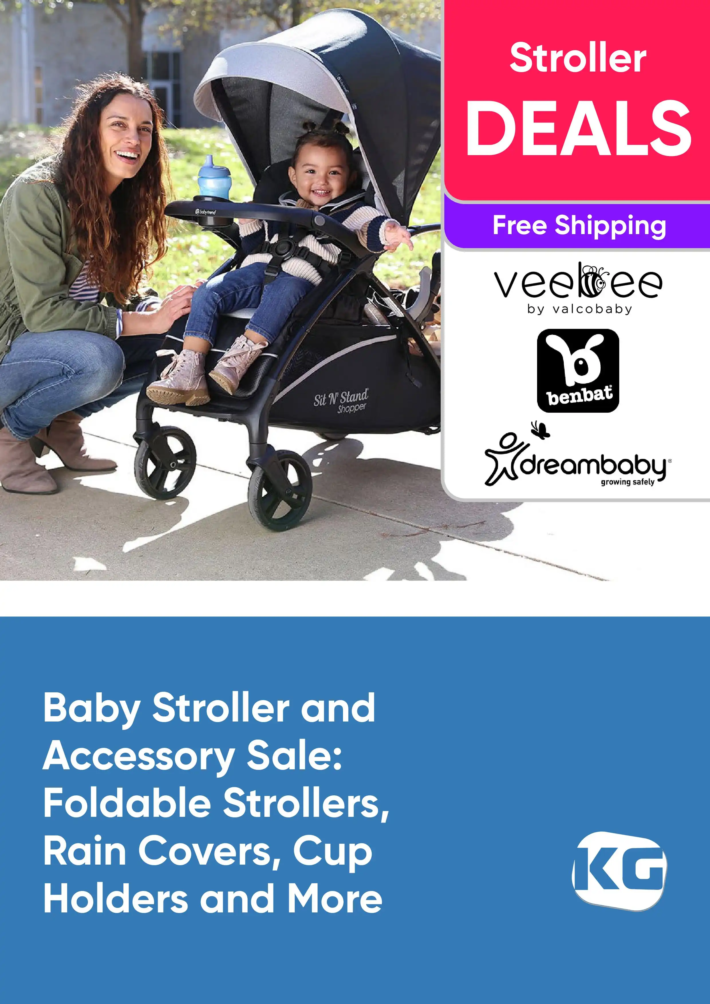 Baby Stroller and Accessory Sale - Foldable Strollers, Rain Covers, Cup Holders and More - Veebee, Benbat, dreambaby