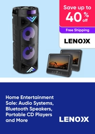Home Entertainment Sale - Audio Systems, Bluetooth Speakers, Portable CD Players and More - Lenoxx - up to 40% off