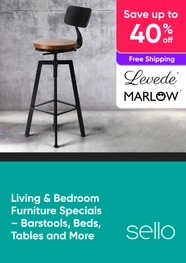 Living & Bedroom Furniture Specials - Barstools, Beds, Tables and More - Levede, Marlow - Up to 40% Off