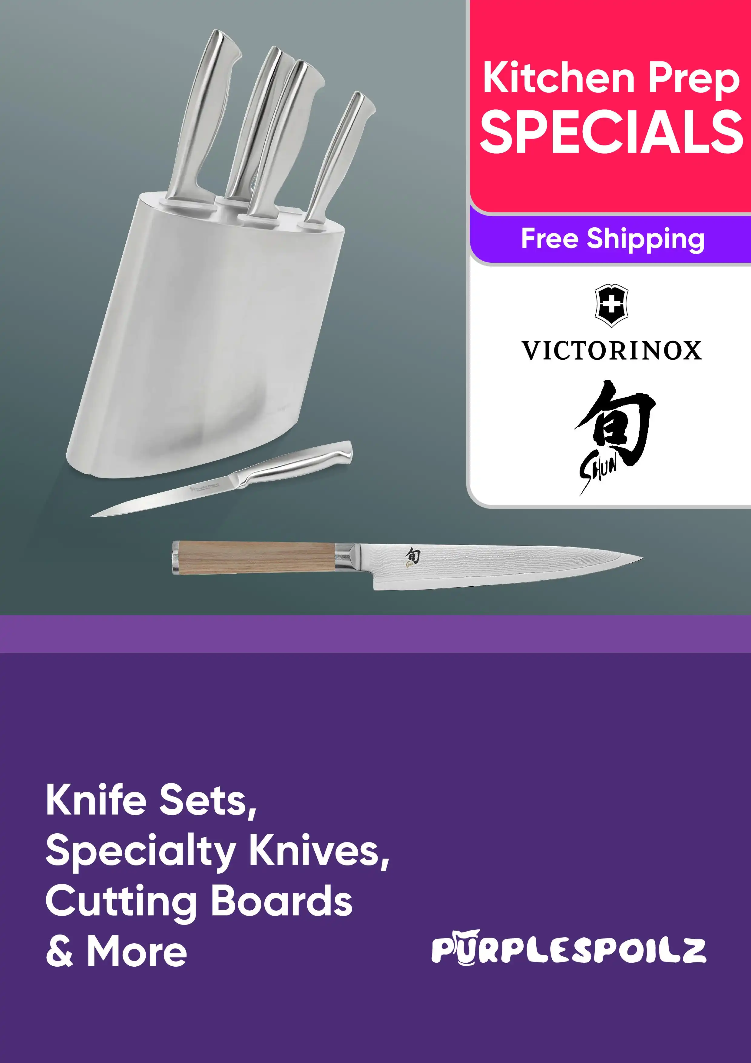 Knife Sets, Specialty Knives, Cutting Boards and Accessories - Free Shipping