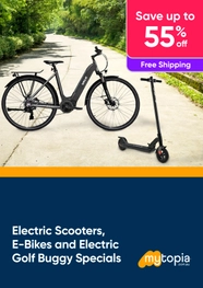 Electric Scooters, E-Bikes and Electric Golf Buggy Specials - Save Up to 55% Off