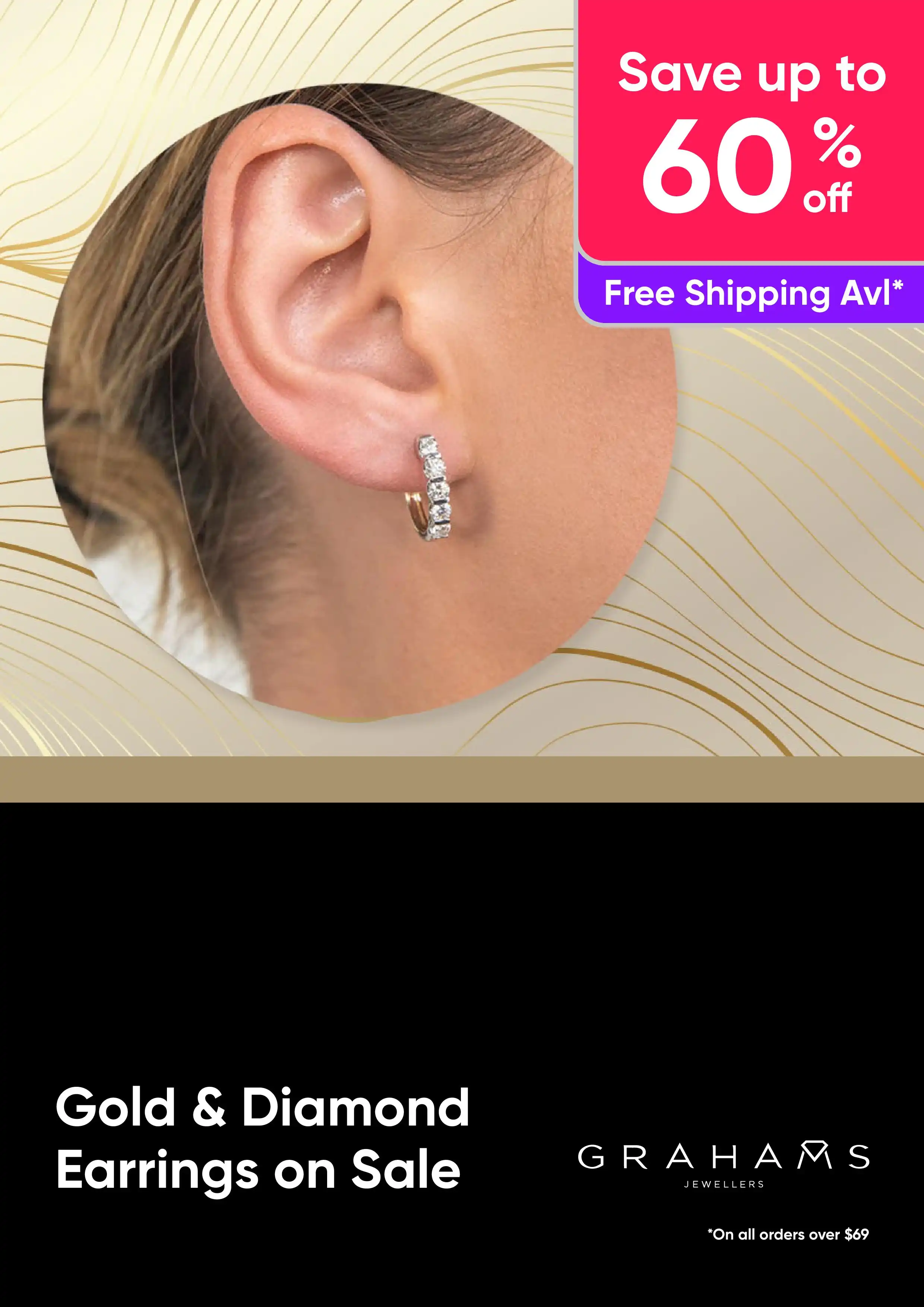 Gold and Diamond Earrings on Sale - Save Up to 60% Off