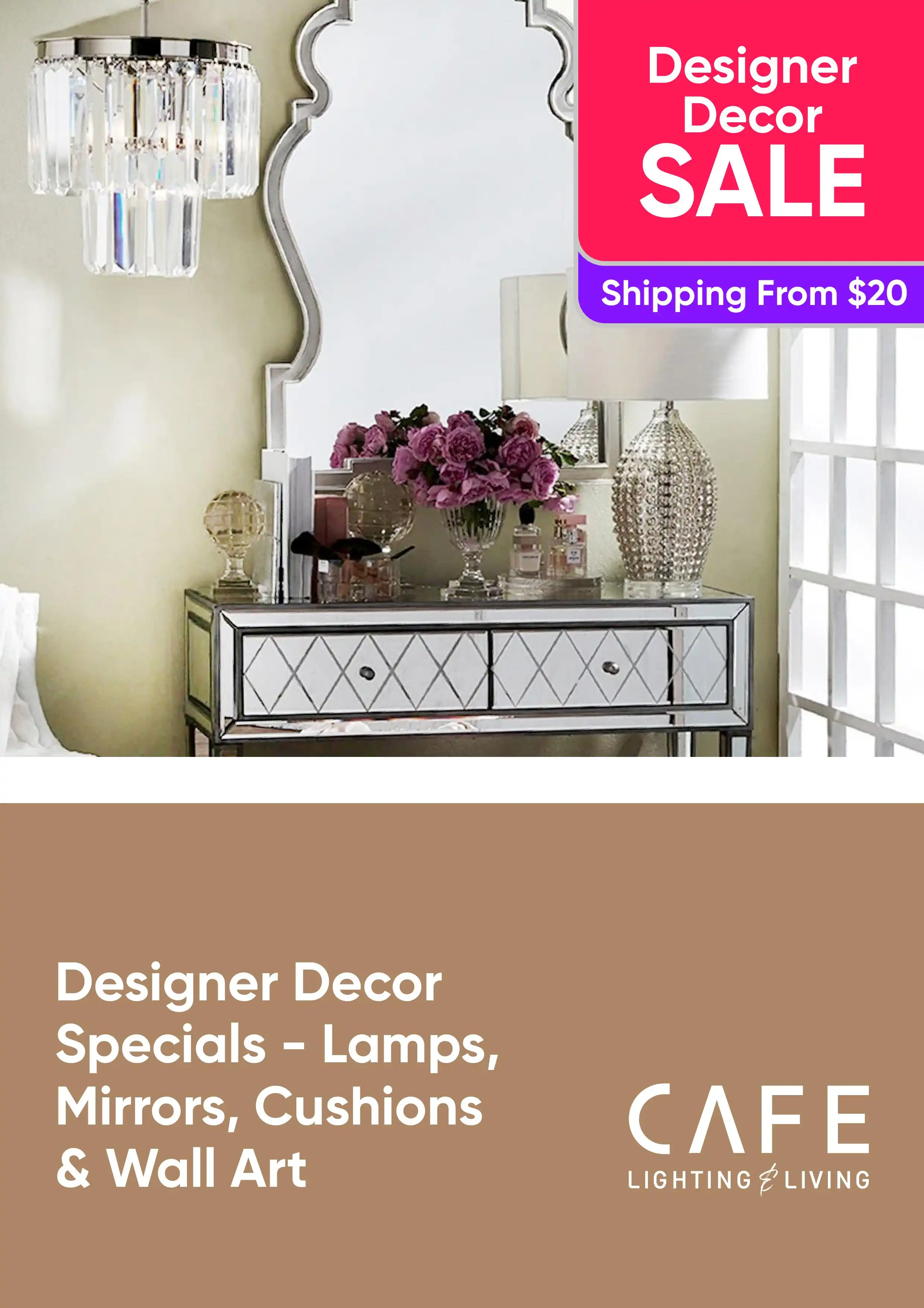 Designer Decor Specials - Lamps, Mirrors, Cushions and Wall Art