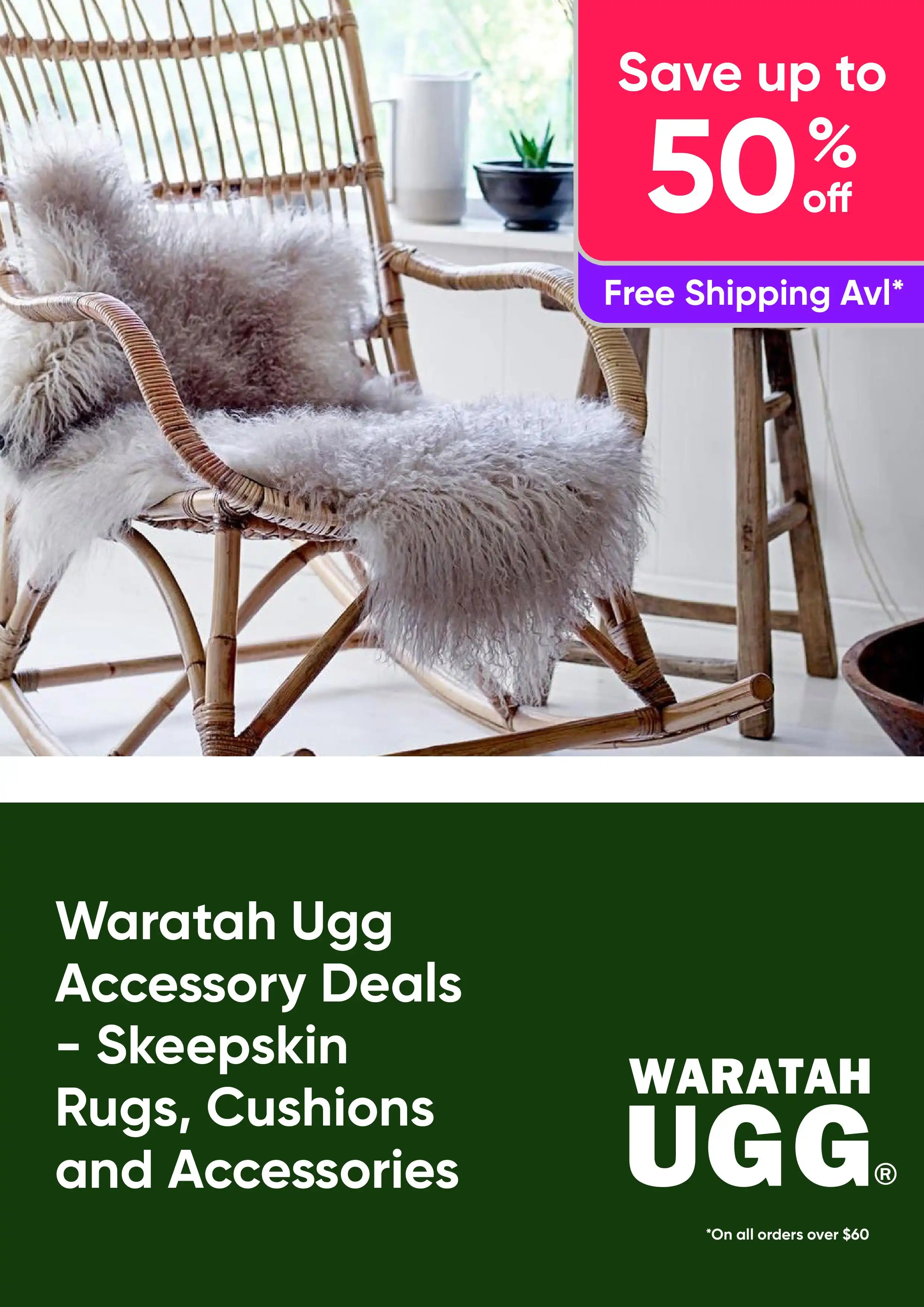 Waratah Ugg Accessory Deals - Save on Skeepskin Rugs, Cushions and Accessories