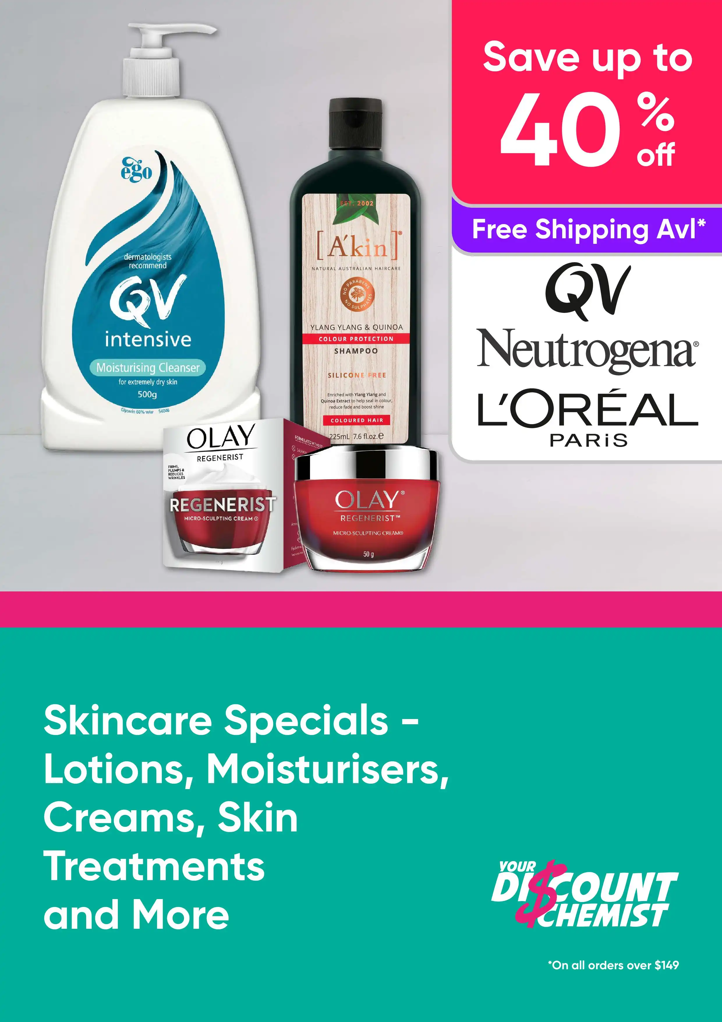 Shop Skincare Specials - Save up to 40% on Lotions, Moisturisers, Creams, Skin Treatments and More