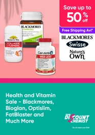 Health and Vitamin Sale - Save Up to 50% Off on Blackmores, Bioglan, Optislim, FatBlaster and More
