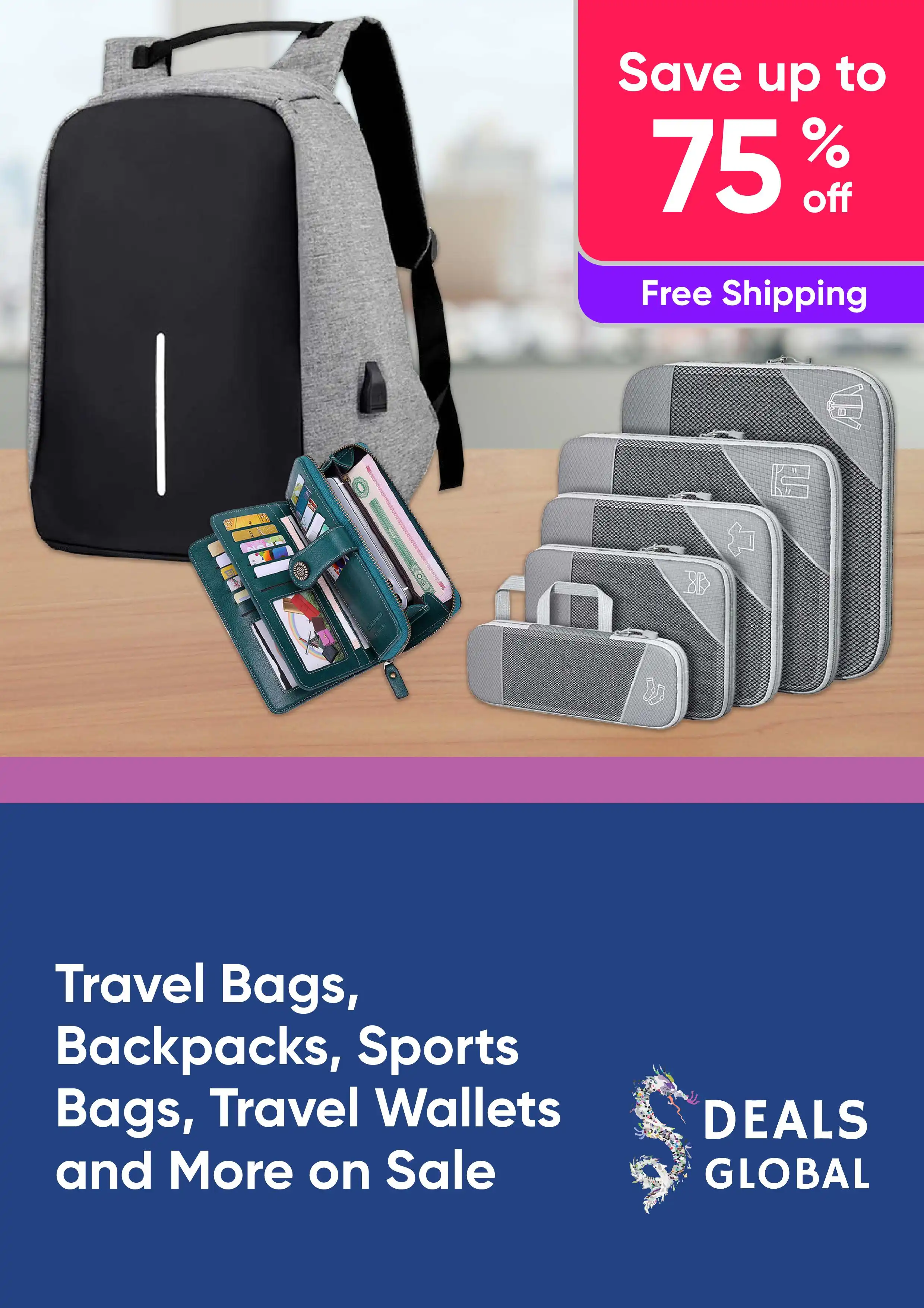 Travel Bags, Backpacks, Sports Bags, Tracel Wallets and More on Sale Now - Save Up to 75%