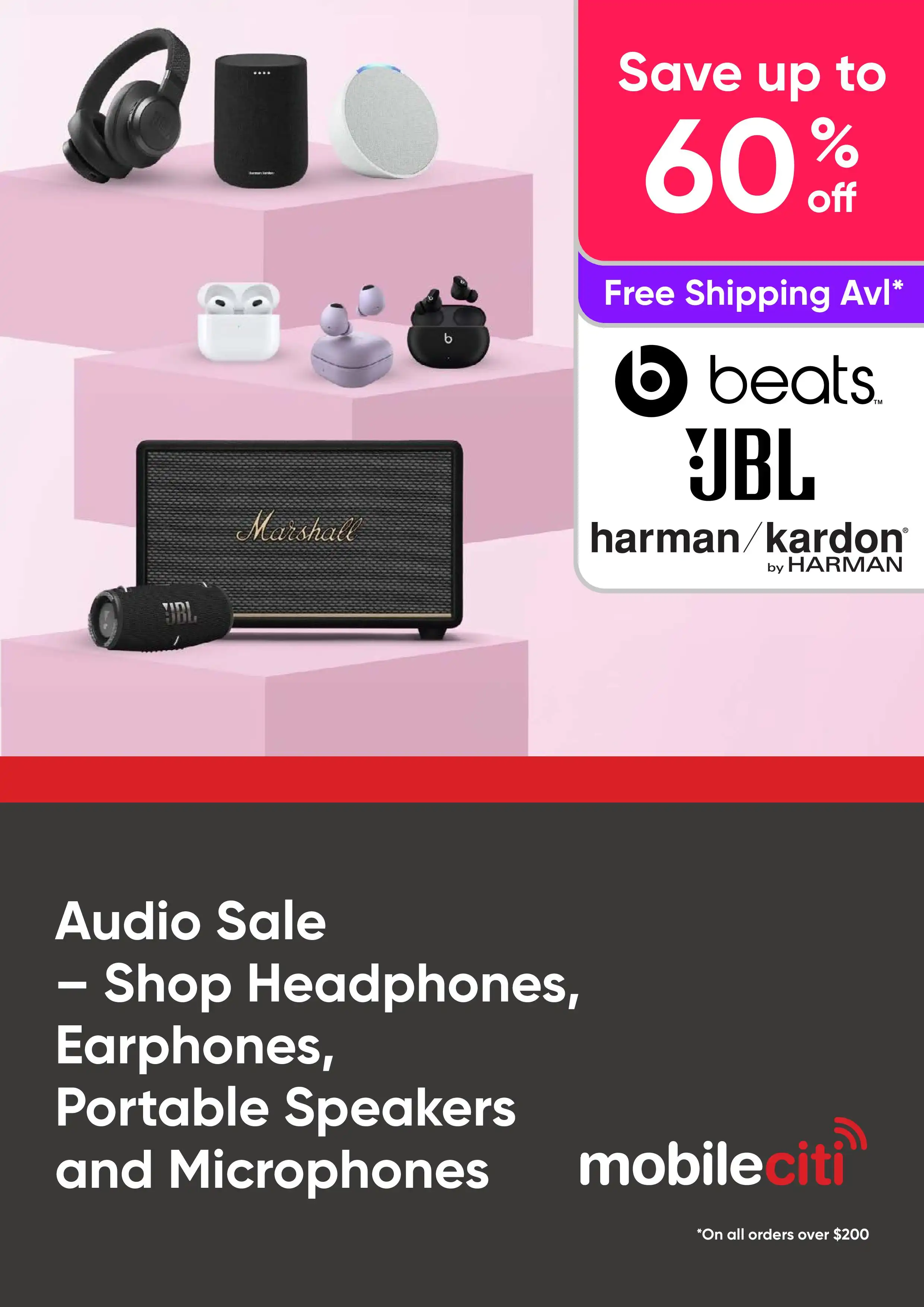 Audio Sale - Save Up to 60% Off on a Range of Headphones, Earphones, Portable Speakers and Microphones
