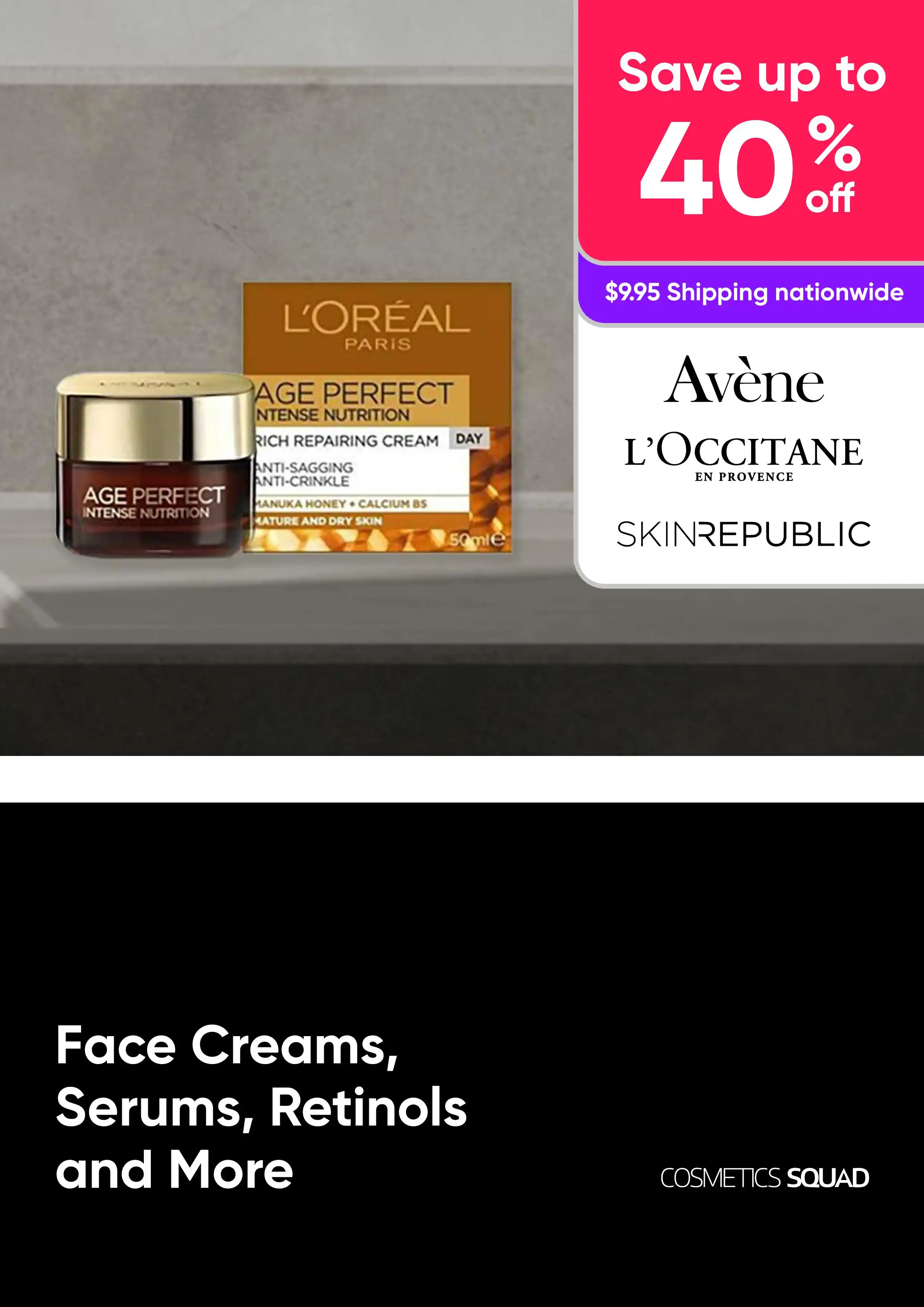 Skincare Specials - Face Creams, Serums, Retinols and More - Avene, L'Occitane - Deals from $8.99