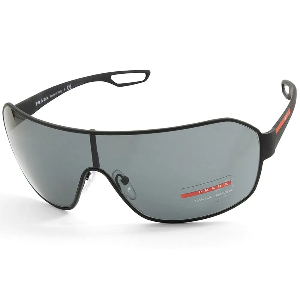 Prada Sport Matte Black Rubber Grey Unisex Shield Sunglasses PS52QS DG01A1 XTrend Lasoo
