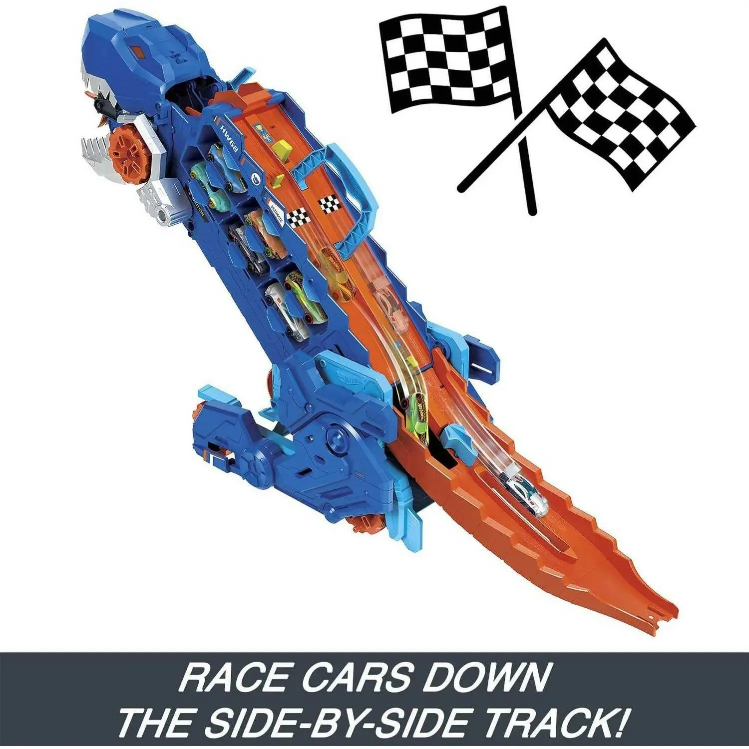 Hot Wheels City Ultimate Hauler Transforms Into A T rex With Race Track Stores 20 Cars Mattel Tates Toys Lasoo