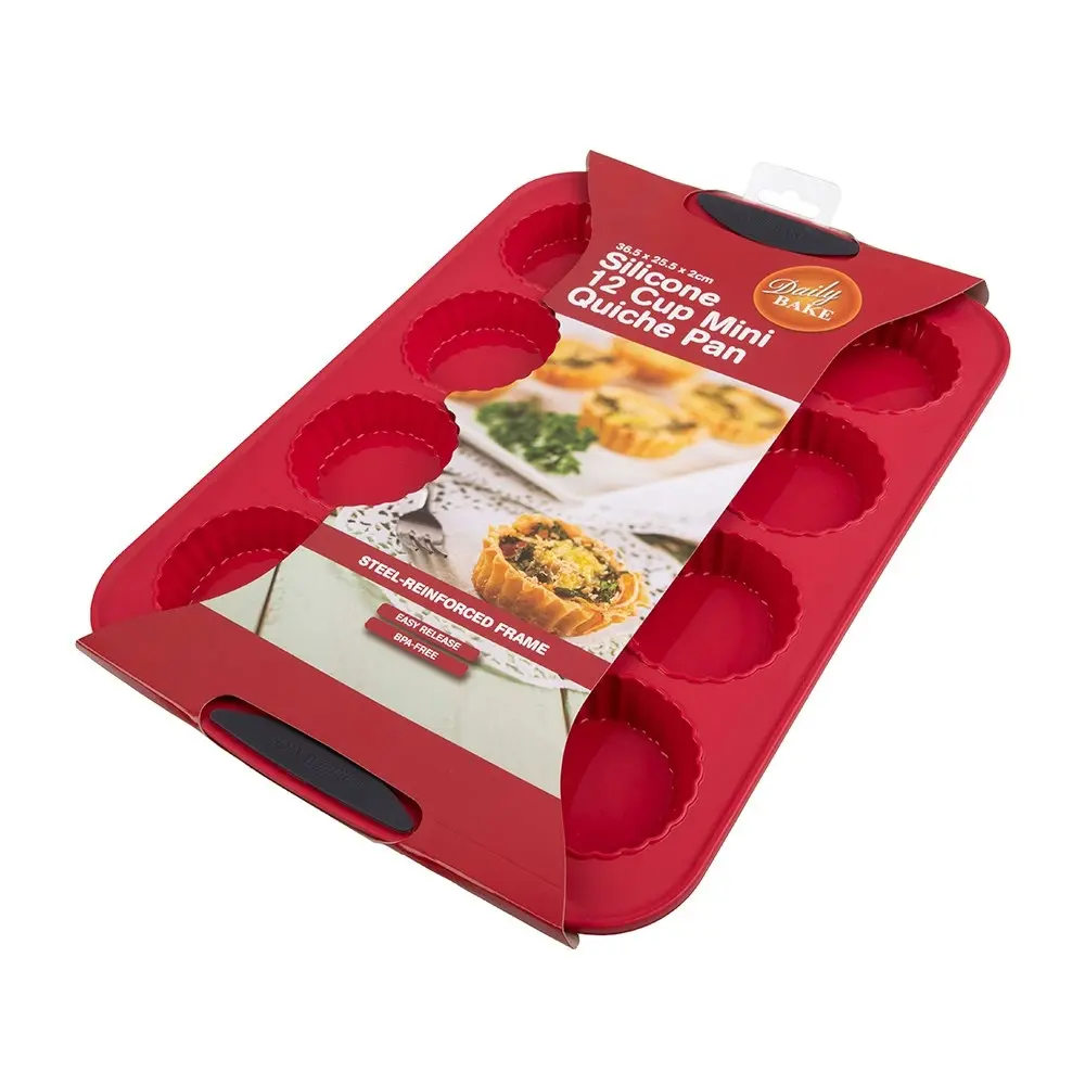 Daily Bake Non Stick Silicone 12 Cup Mini Quiche Pan Steel Frame
