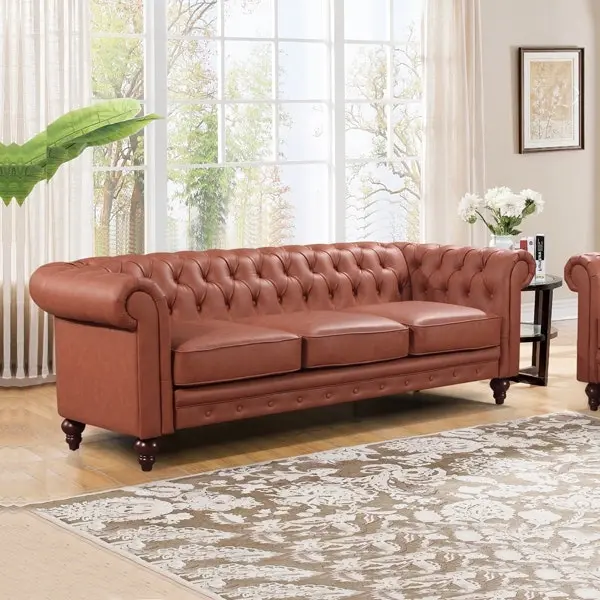 Chesterfield Footstool Allington Seater Brown Leather Chesterfield