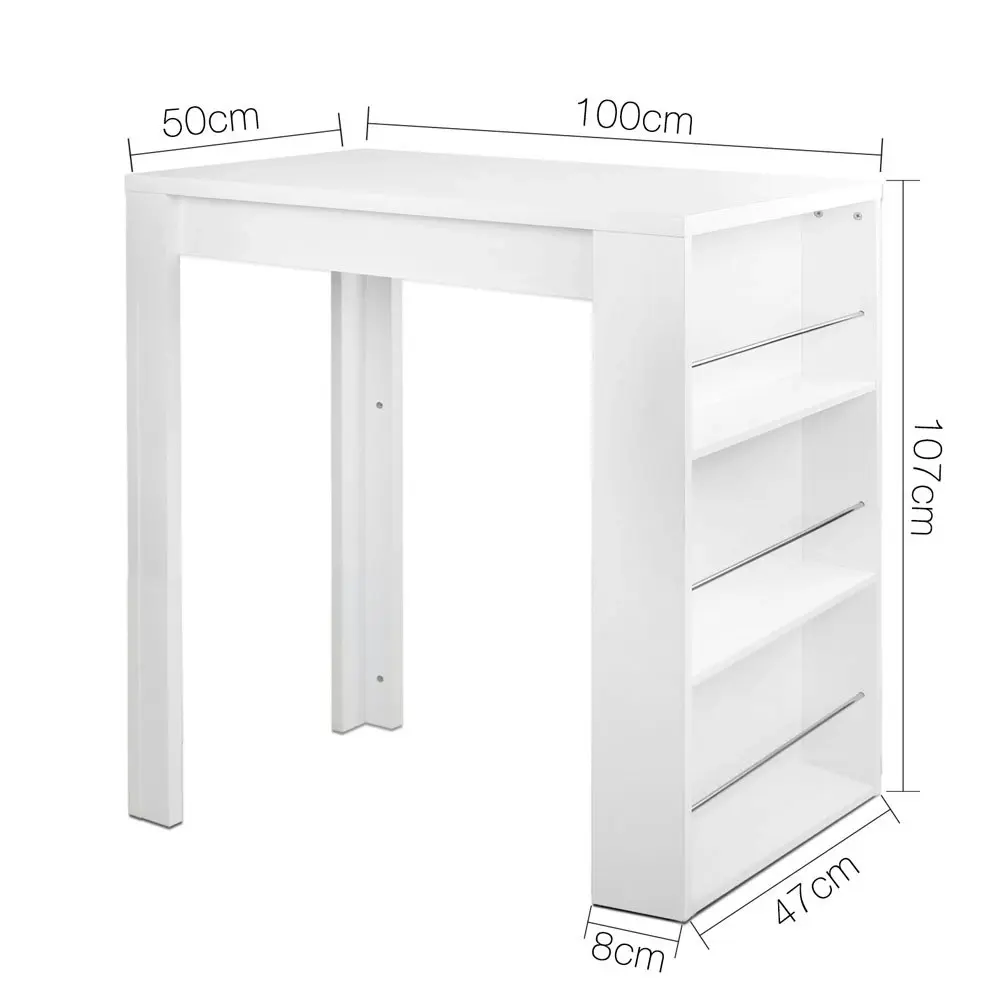 Artiss Bar Table 3-tier Storage Shelves White One Deal Lasoo - Main Image