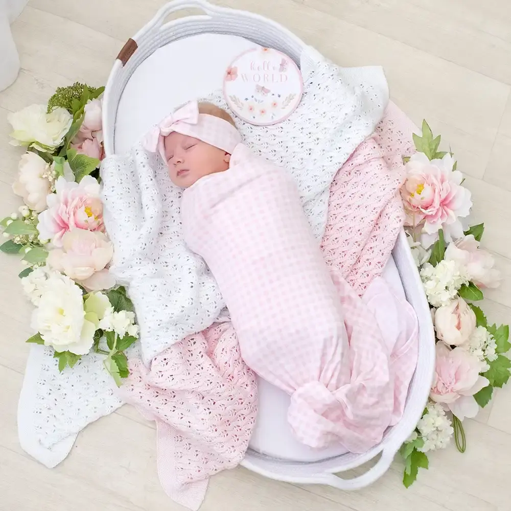 Newborn Hello World Gift Set Pink Gingham