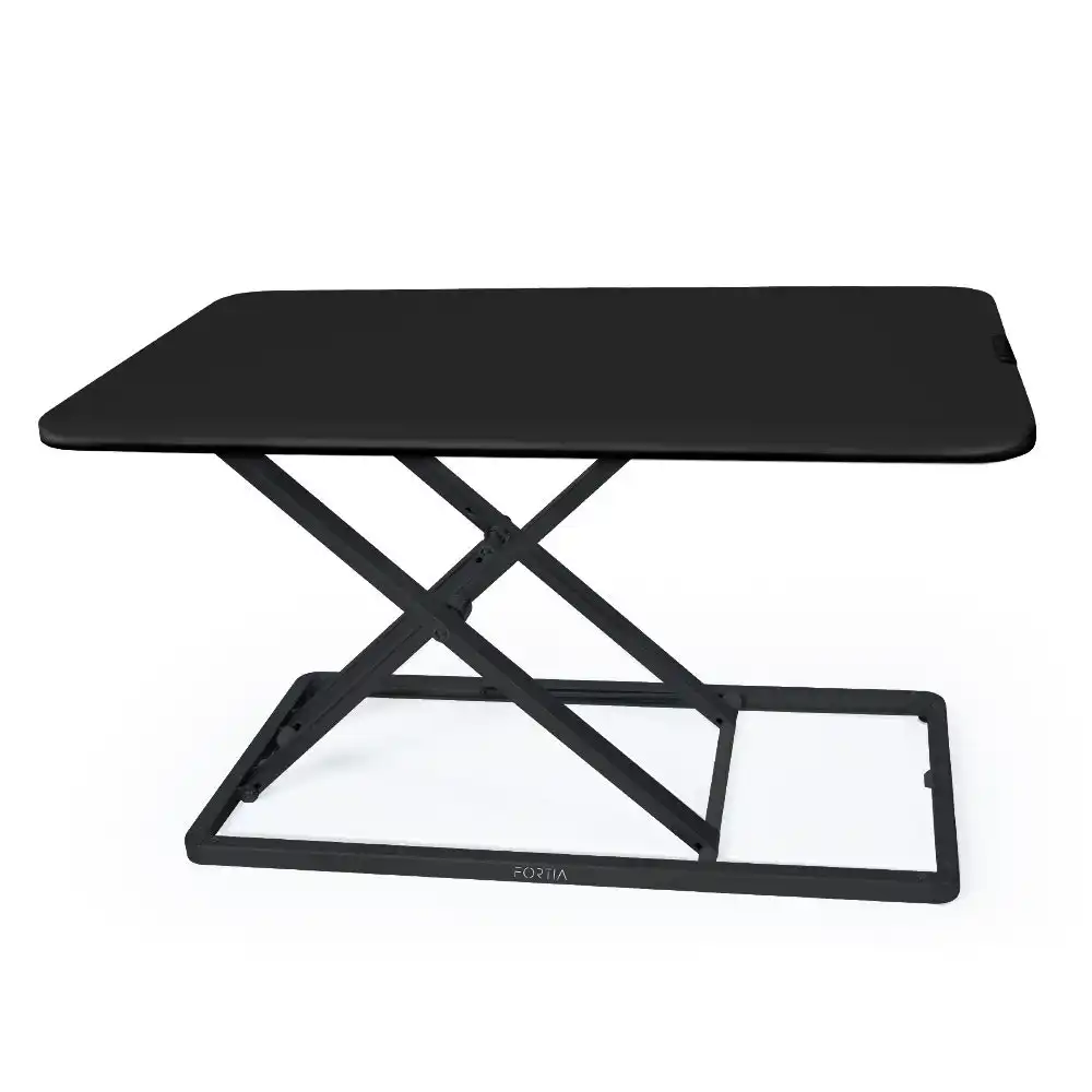 Fortia Desk Riser 74cm Wide Adjustable Sit to Stand for Dual Monitor, Keyboard, Laptop, Black