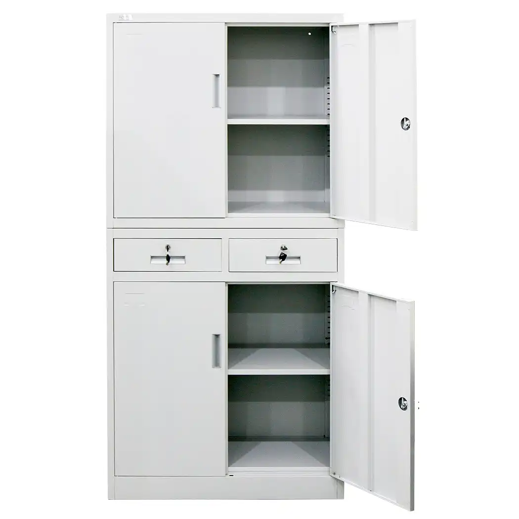 Fortia Stationary Cabinet Office Metal Lockable Storage 4 Door Drawers Cupboard