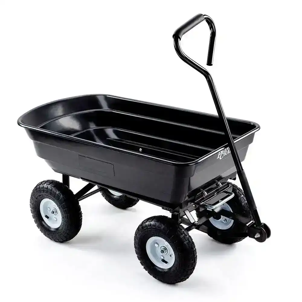 PlantCraft 250kg Poly Pull Dump Cart Garden Hand Trailer Wagon Lawn Wheelbarrow