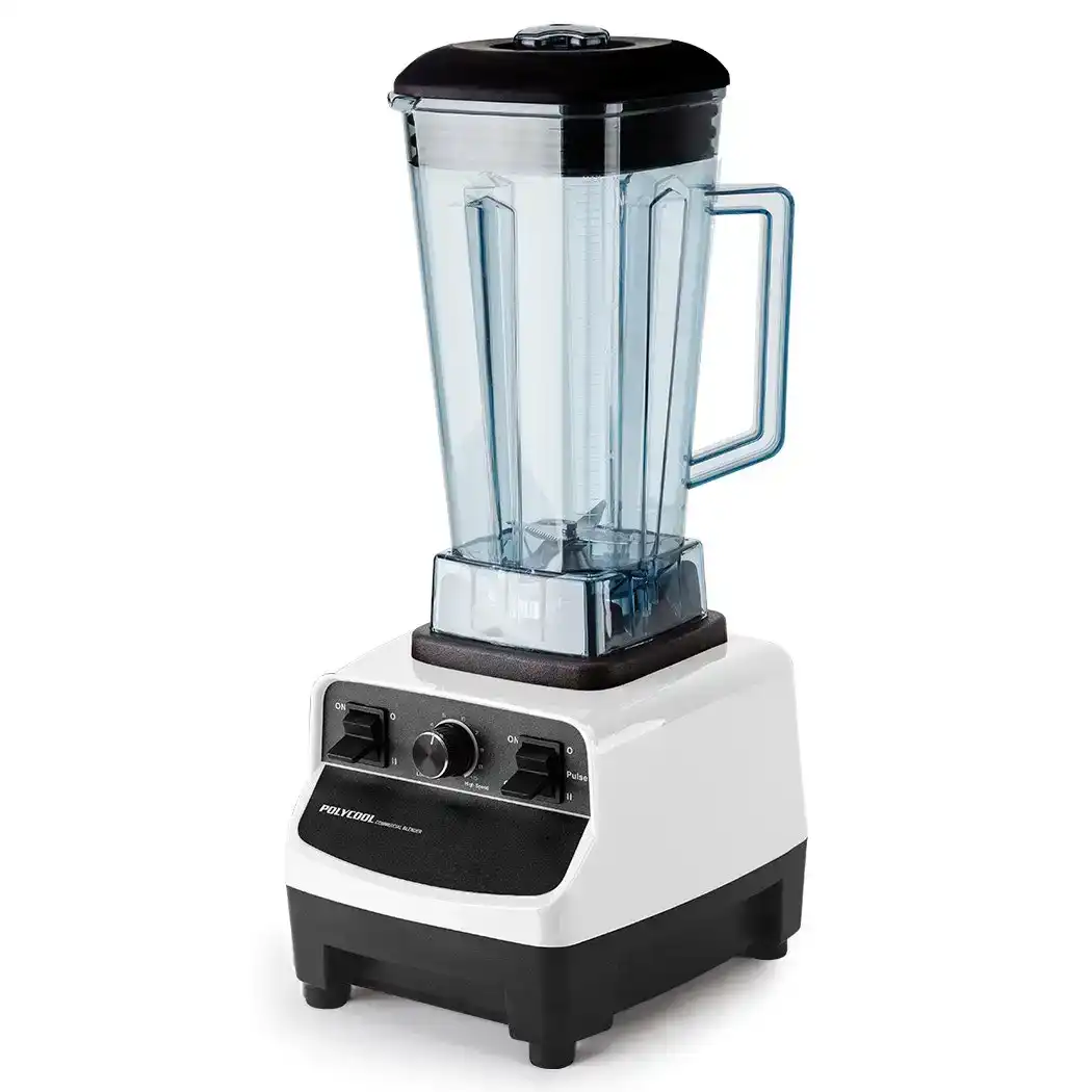 PolyCool 2L 2200W Commercial-Grade Blender with BPA-Free Jug for Drink, Smoothie, Food, Ice, White