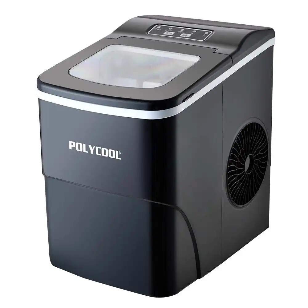 PolyCool 2L Portable Ice Cube Maker Machine Automatic with Control Panel, Black