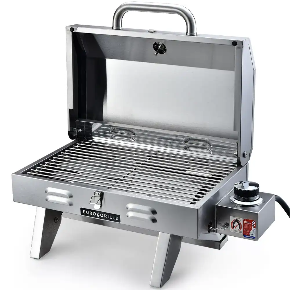 EuroGrille Portable Gas BBQ with Stainless Steel Grill Plate