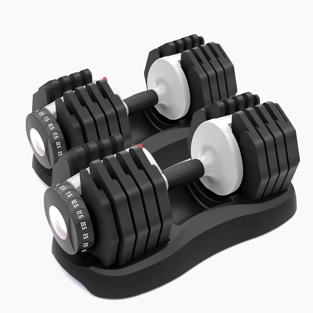 Ativafit 2 x 25kg Adjustable Weight Dumbbell Set, for Home Gym Fitness Training