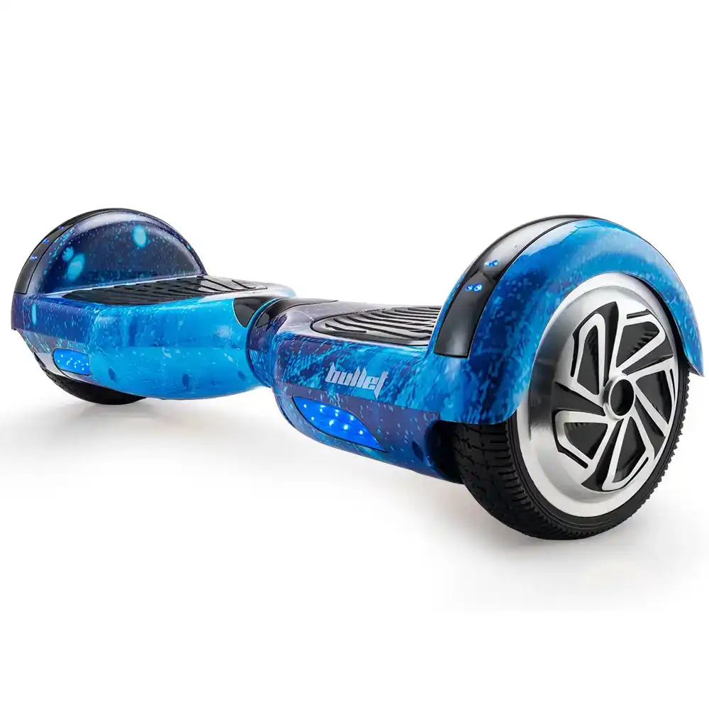 Bullet Electric Hoverboard Scooter 6.5 Inch Wheels, Colour LED Lighting, Carry Bag, Gen III Blue Galaxy