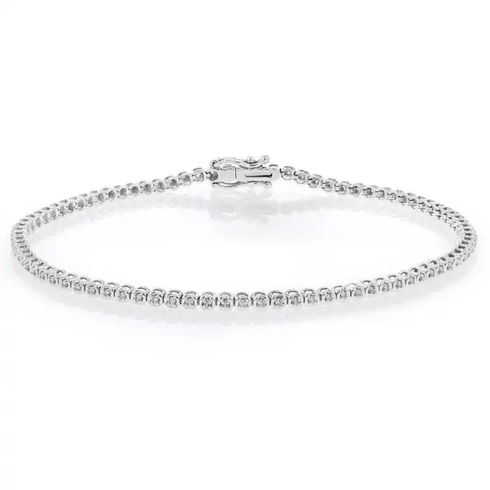 1/4 Carat Luminesce Lab Grown Diamond Silver Tennis Bracelet Length 17.5cm