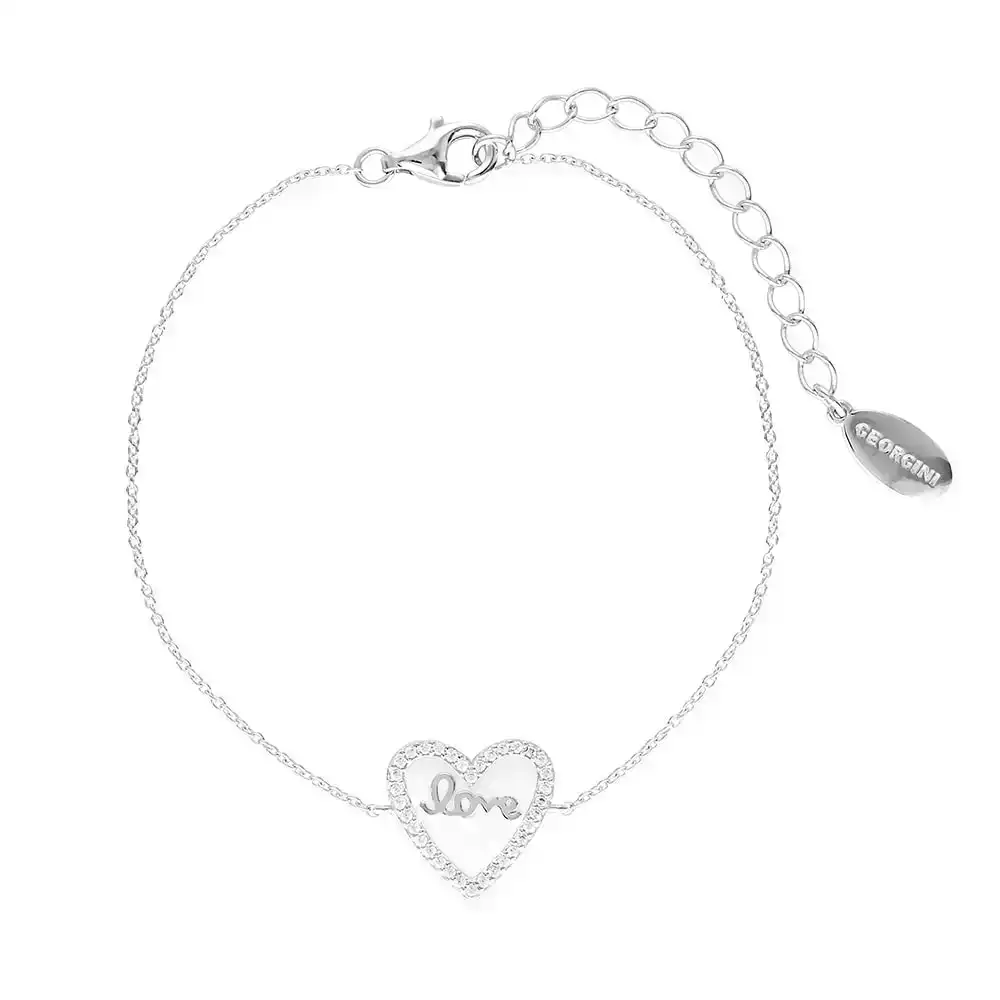 Georgini Sterling Silver Reflections Enamel Love Heart Bracelet