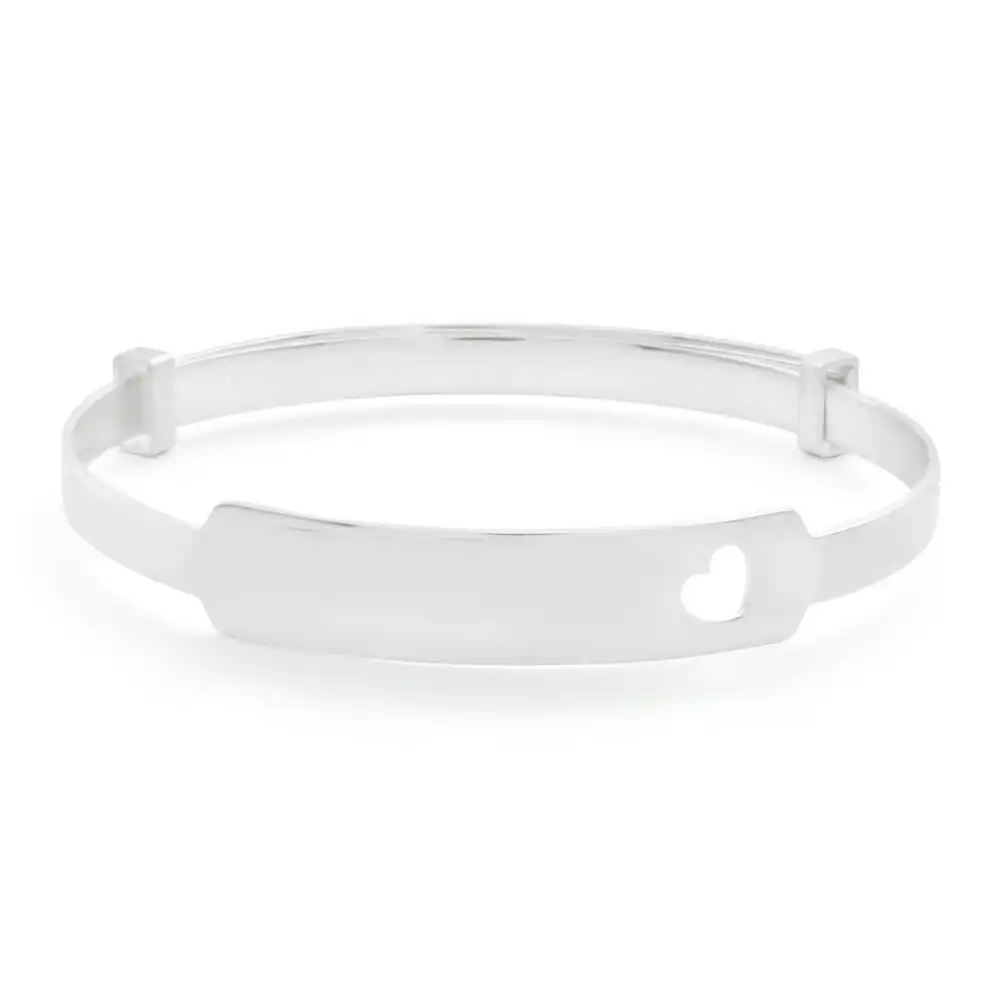 Sterling Silver ID Heart Cut Out Baby Bangle