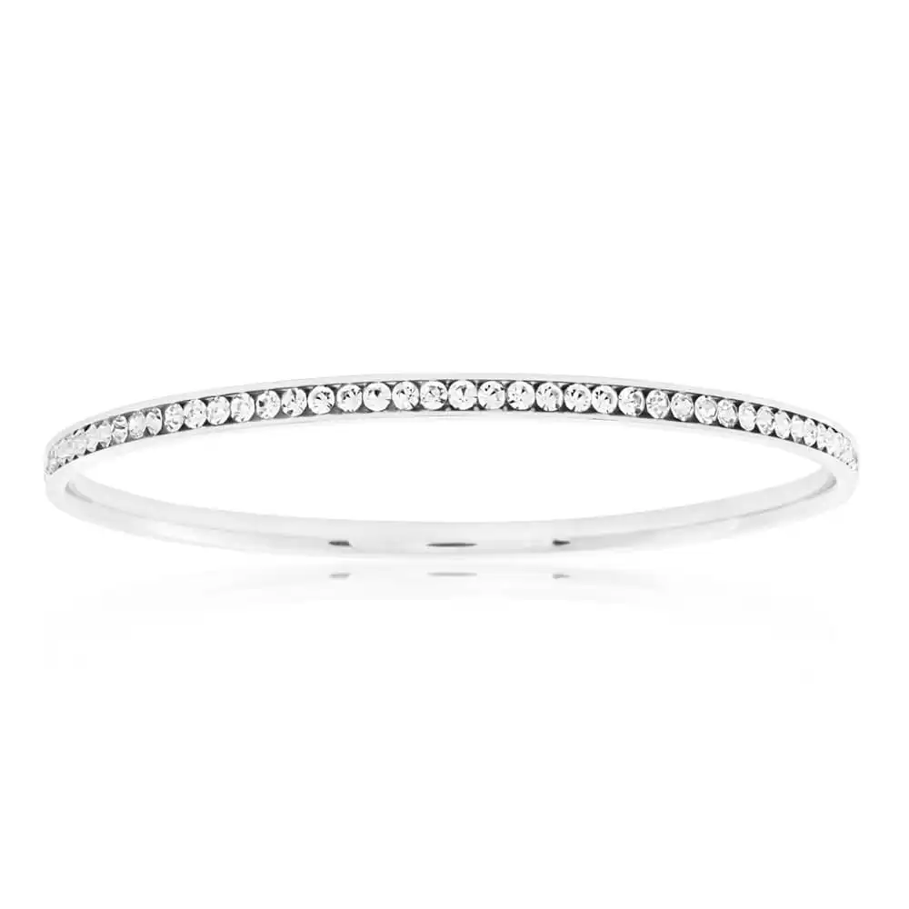 Stainless Steel 3mmx 65mm Crystal Bangle