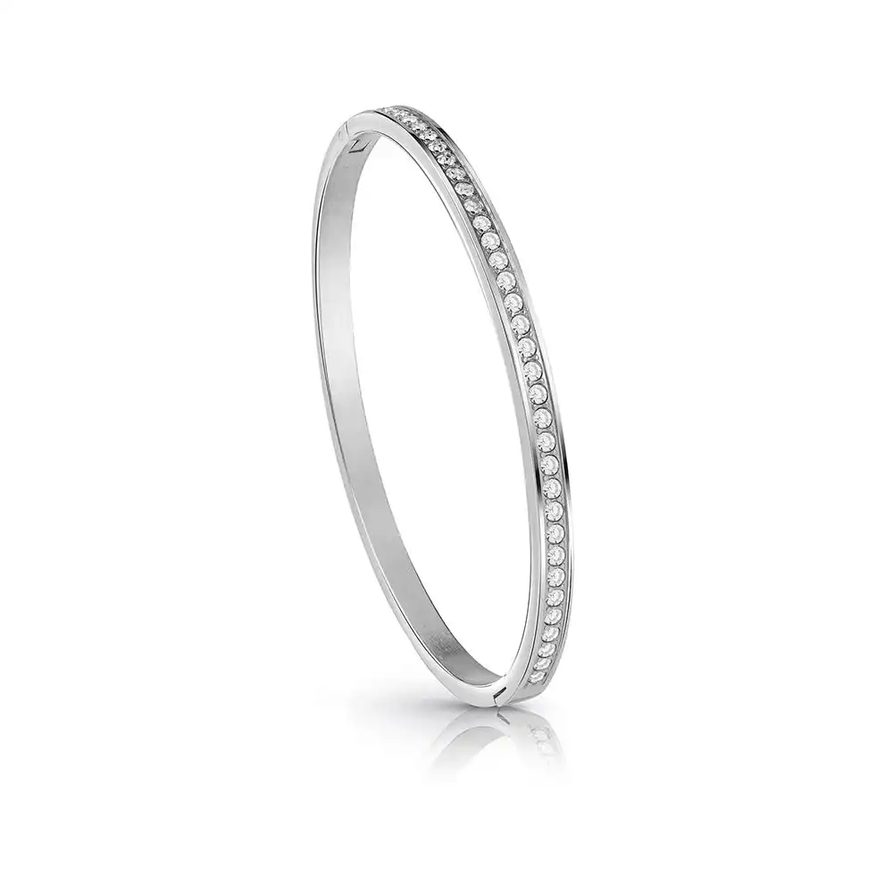 Guess Silver Plated Crystal Pave Bangle