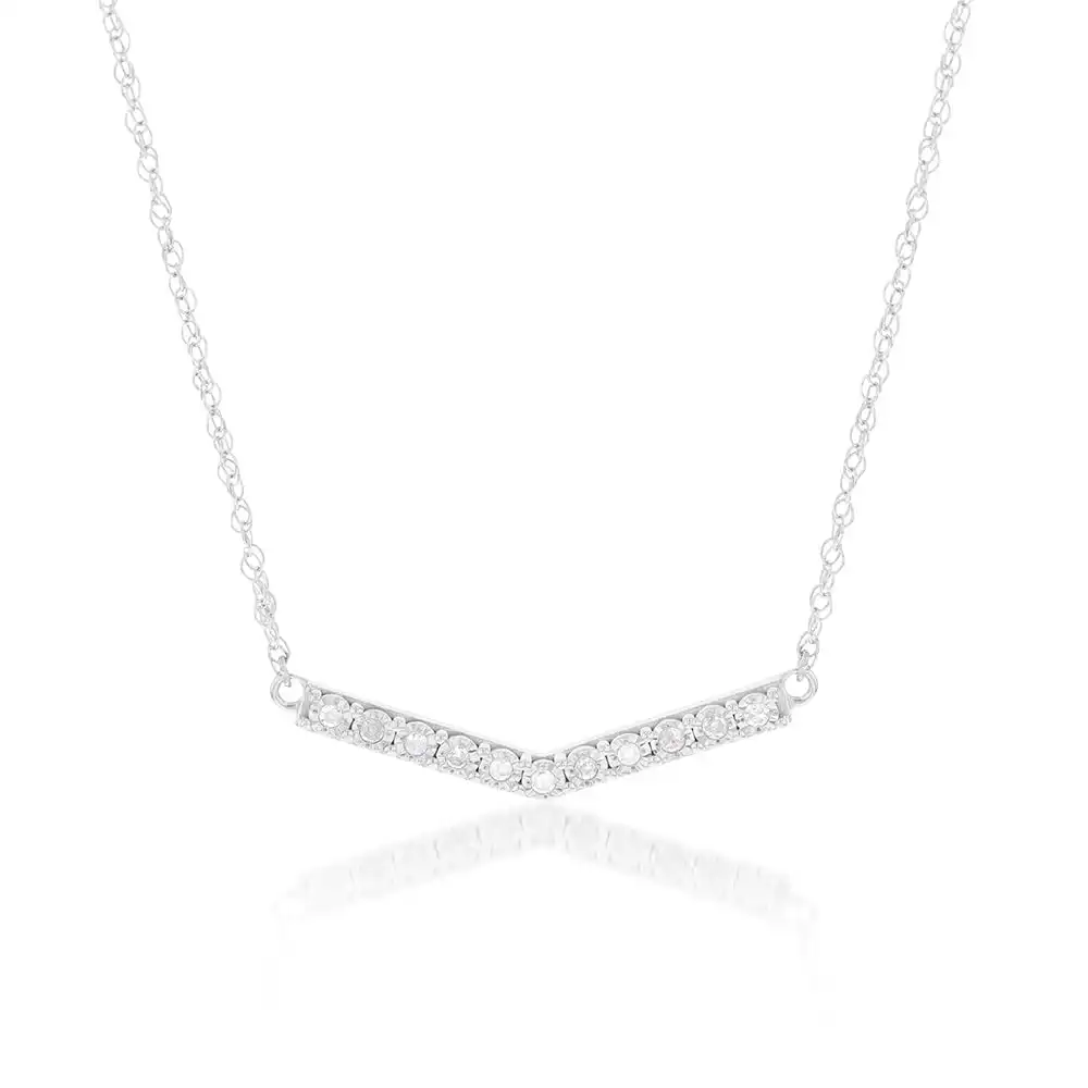 Silver 1/10 Carat Diamond 43.5cm Chain