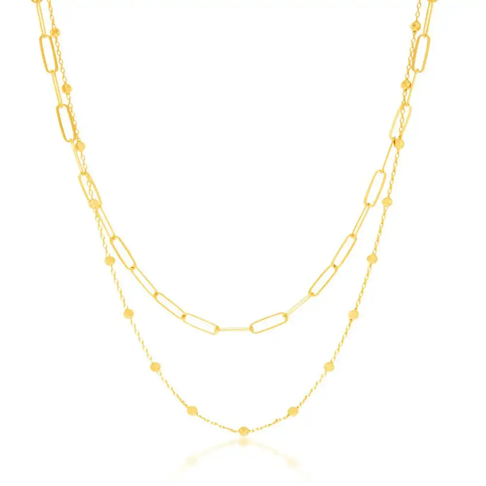 Sterling Silver Gold Plated Fancy 32/36+3cm Chain
