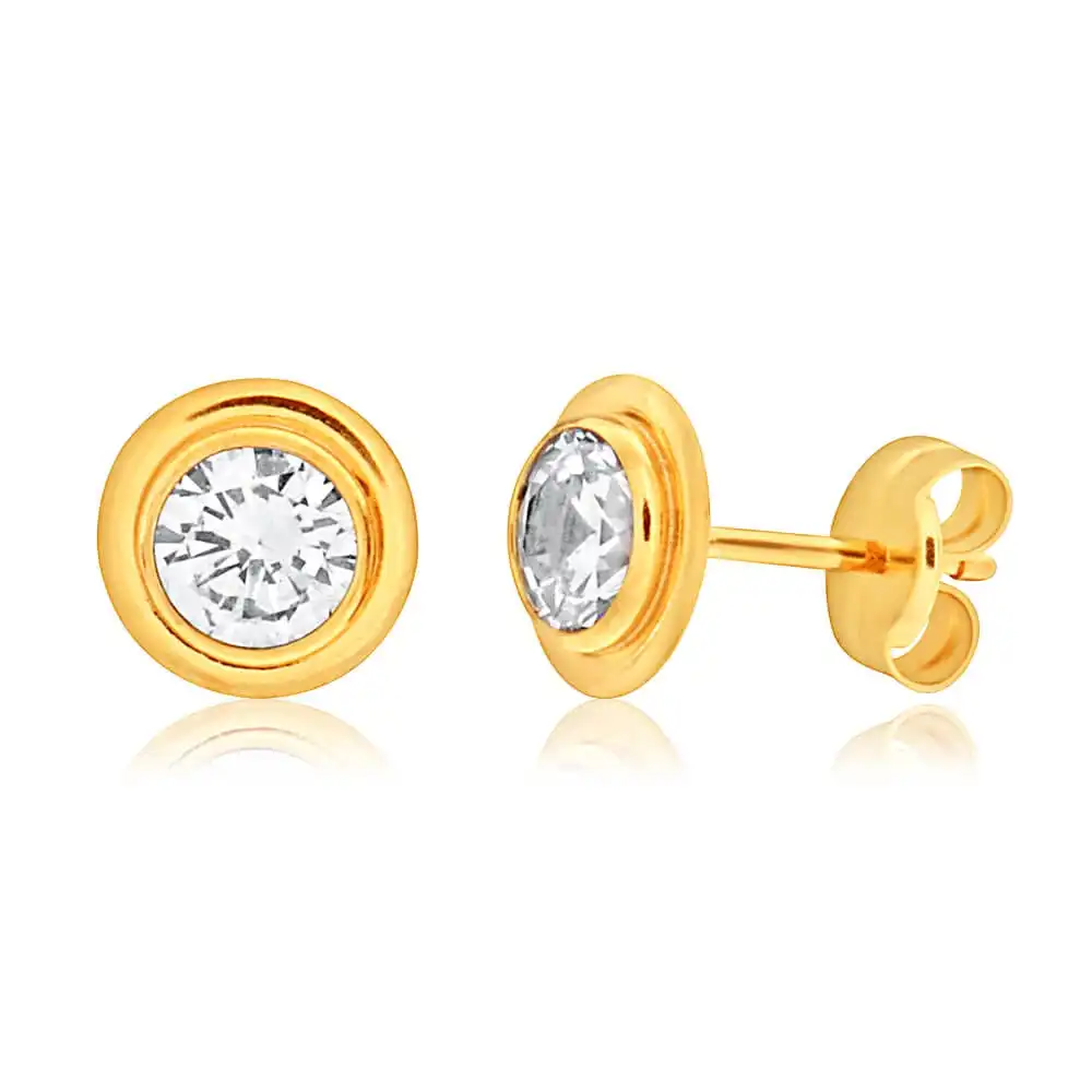 9ct Yellow Gold Cubic Zirconia 5mm Gorgeous Stud Earrings