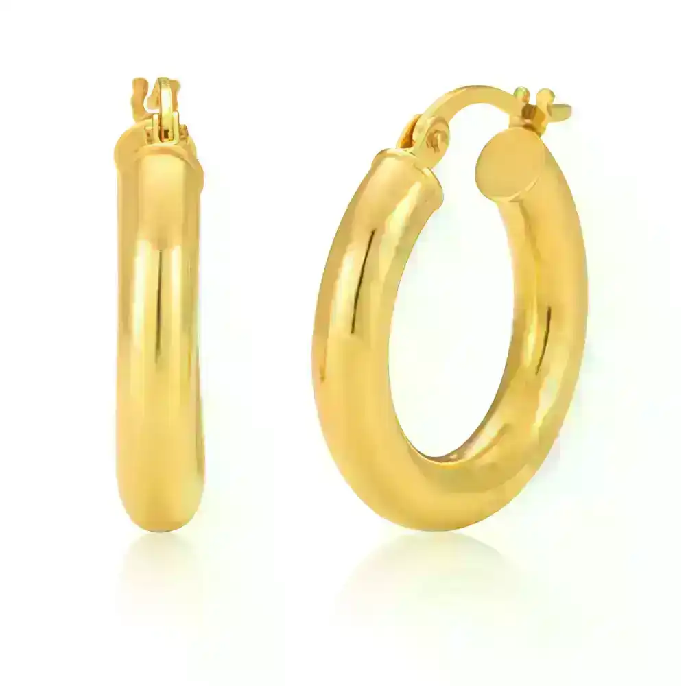 9ct Yellow Gold 10mm Hoop Earrings 9Y