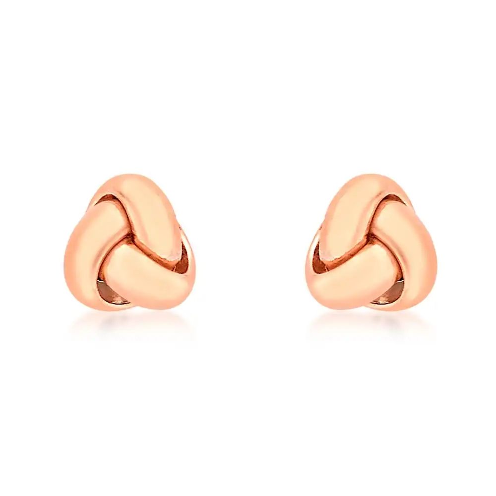 9ct Rose Gold Tiny Tri Knot Stud Earring