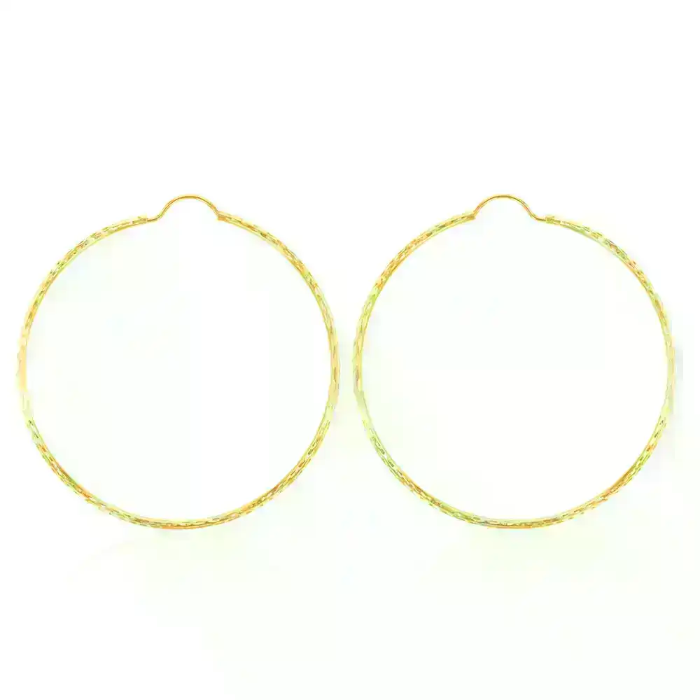9ct Yellow Gold 40mm Diamond Cut Earrings