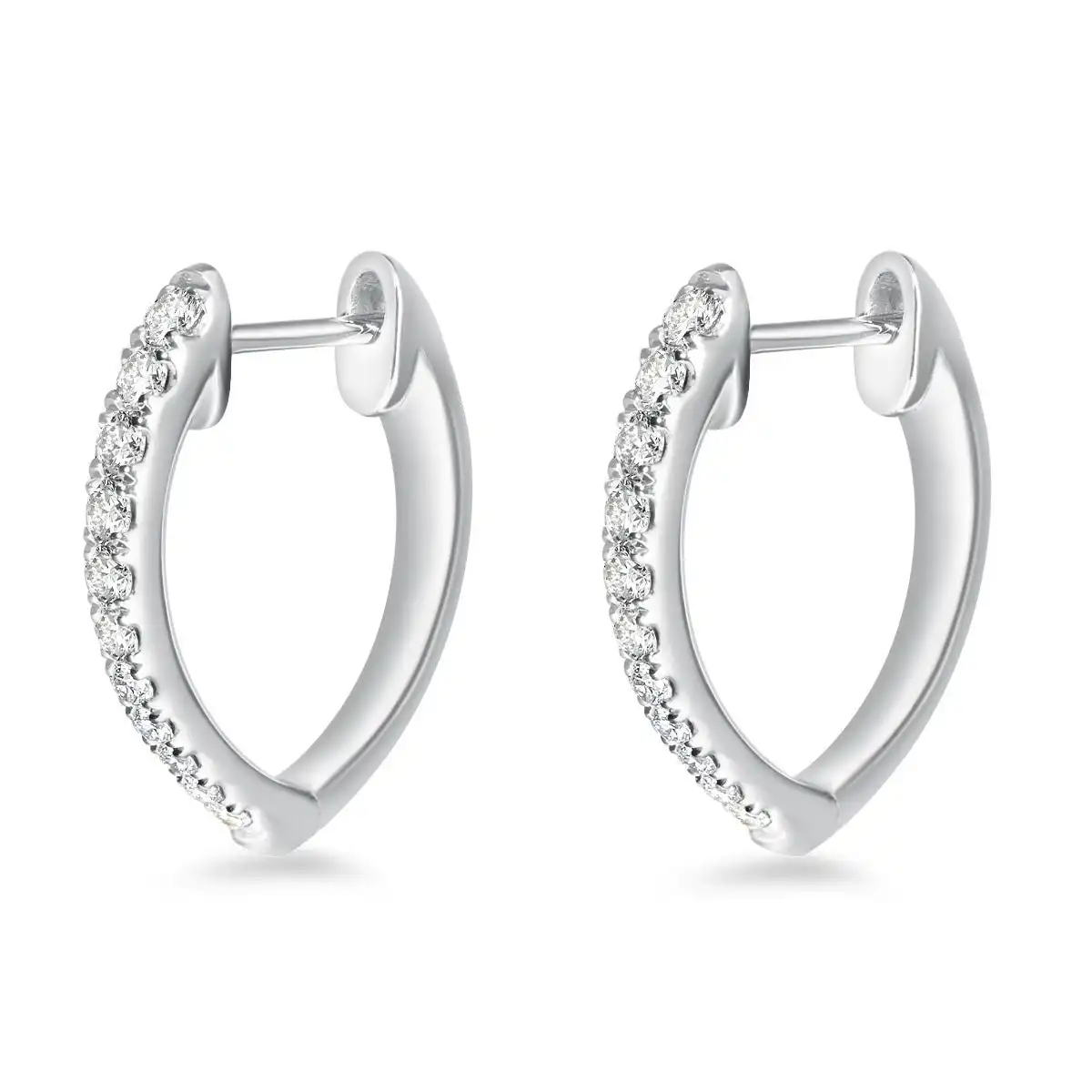 Memoire 18ct White Gold 0.30 Carat Diamond Imperial Hoop Earrings 16X14mm