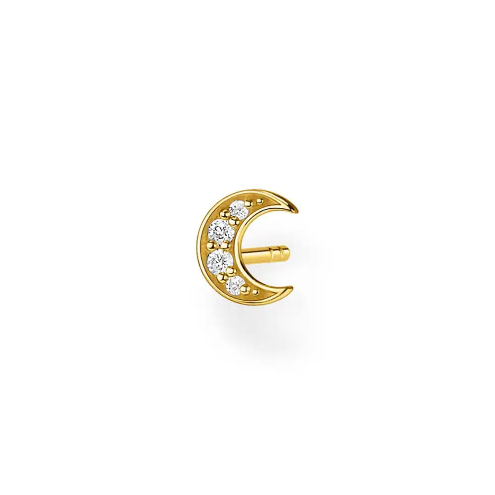 Gold Plated Sterling Silver Thomas Sabo Charm Moon Zirconia Stud * 1 Earring Only*