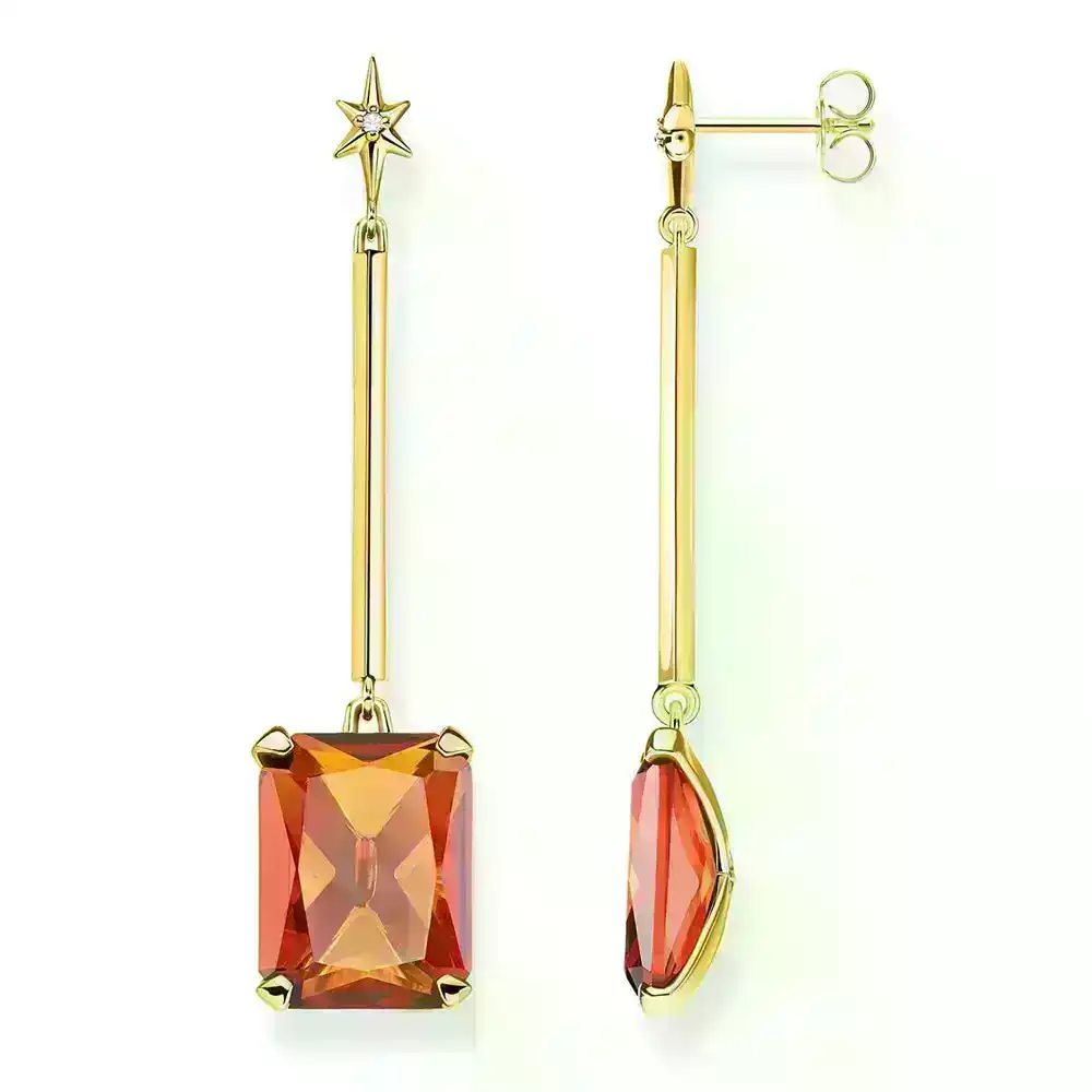 Thomas Sabo Sterling Silver and Gold Plated Magic Stones Cognac Drop Earrings
