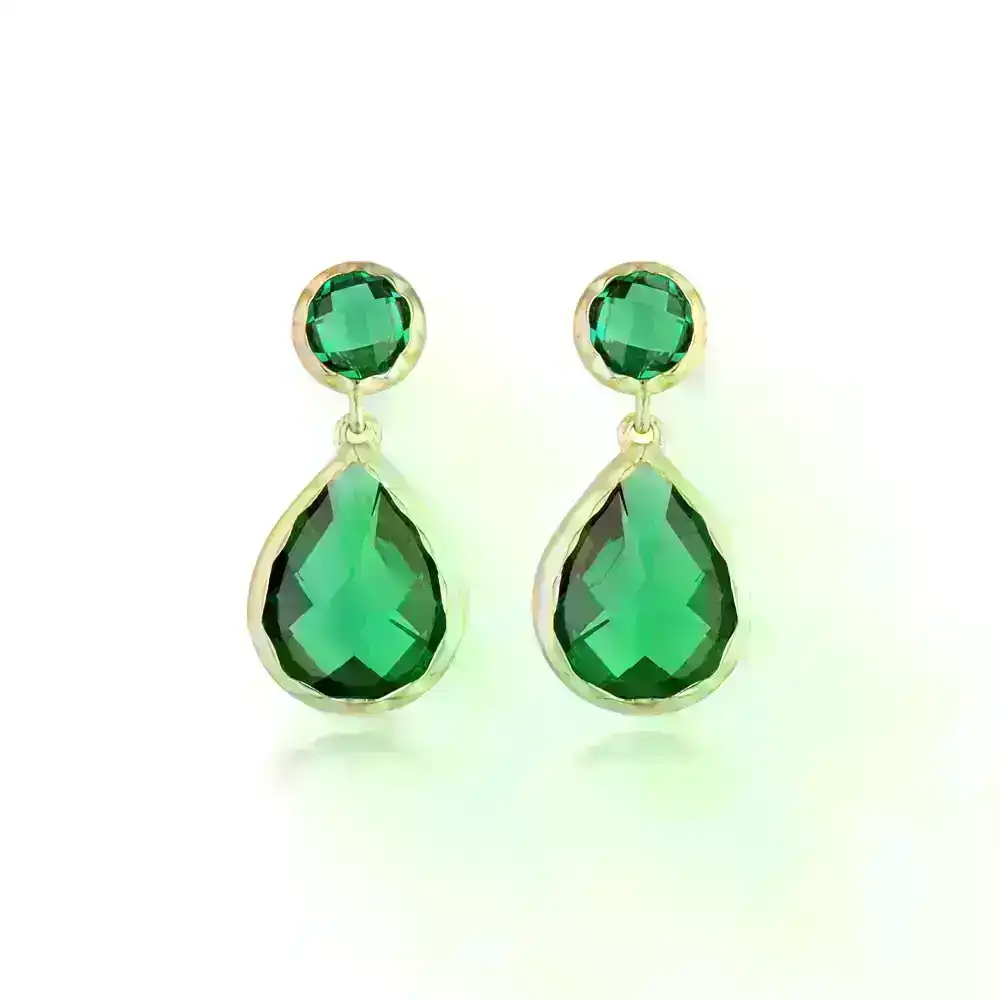 Georgini Luxe Gold Plated Sterling Silver Green Zirconia Nobile Earrings