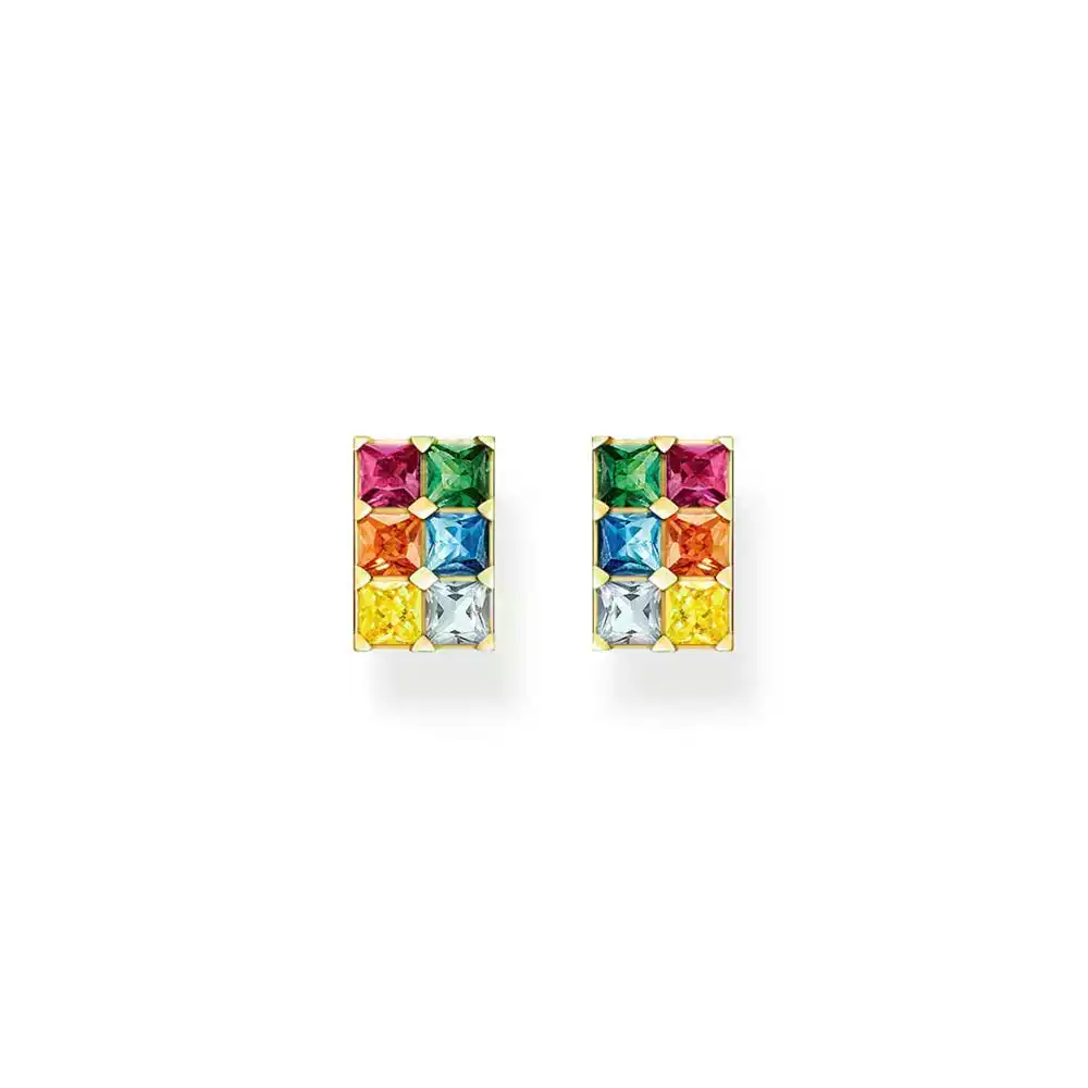 Thomas Sabo Sterling Silver Gold Plated Rainbow Heritage CZ Stud Earrings