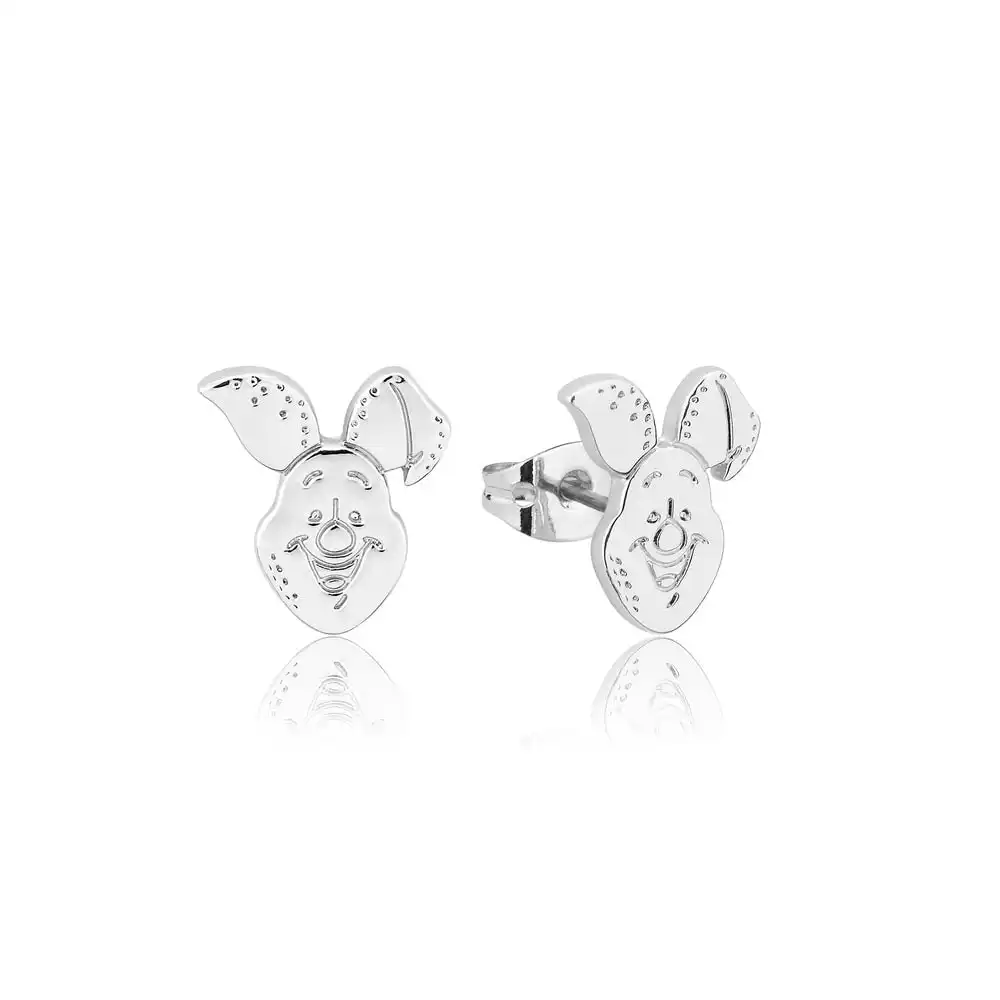 Disney White Gold Plated Winnie The Pooh Piglet 10mm Stud Earrings