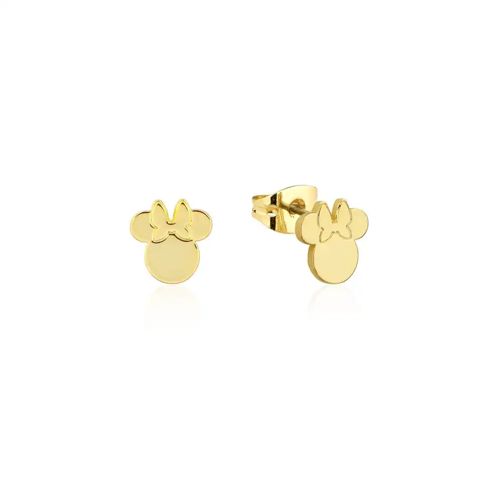 Disney Gold Plated Stainless Steel Minnie Mouse 9mm Stud Earrings